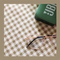 桌布宿舍书桌学生ins小清新棉麻布长方形卡其色小格子桌布布艺