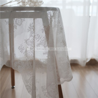 法式复古网纱镂空白色蕾丝玫瑰桌布野餐布盖巾摆拍背景布