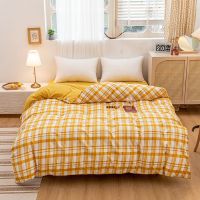 水洗棉被罩宿舍1.5米单人双人1.8m200x230cm|FBT-姜黄格 单件被套200*230cm