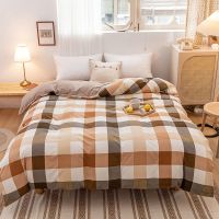 水洗棉被罩宿舍1.5米单人双人1.8m200x230cm|FBT-灰咖格 单件被套150*200cm