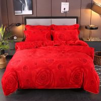 被套单件秋冬保暖法兰绒被罩单双人宿舍珊瑚绒被套法兰绒双人被套|玫瑰情缘 1.8*2米(单被套)