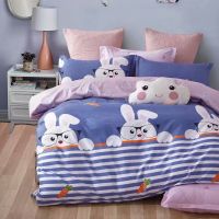 纯棉被套单件全棉单件被罩学生宿舍女卡通1.5/1.8/2.0m床双人|大萌眼兔(蓝) 1.5*2.0(纯棉被套)