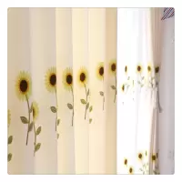 韩式绣花向日葵太阳花棉麻加厚卧室阳台飘窗租房窗帘