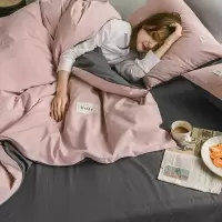 单人纯棉水洗棉被套单件200x230全棉纯色被罩180×220双人四件套