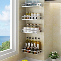 不锈钢厨房调料置物架浴室免打孔壁挂式油盐酱醋家用调味料收纳架