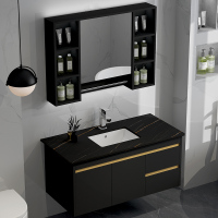 现代简约智能镜浴室柜组合岩板一体盆洗漱台轻奢卫生间洗脸盆