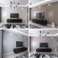 轻奢硬包电视背景墙现代简约客厅沙发卧室床头软包实木格栅护墙板|纯硬包(无金属条)/平方米