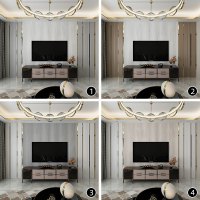 轻奢硬包电视背景墙现代简约客厅沙发卧室床头软包实木格栅护墙板|电视背景墙07/平方米