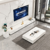 亮光岩板轻奢电视柜茶几组合现代简约客厅网红实木家具意式落地柜