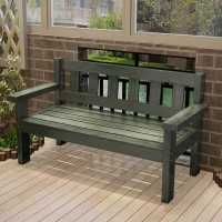 做旧实木碳化木长椅阳台休闲靠背椅餐椅组合三人长条椅双人沙发椅