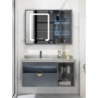 轻奢岩板浴室柜组合现代智能卫浴洗脸盆洗手台卫生间镜柜 挂墙式