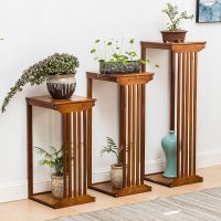 新中式花架禅意实木客厅茶室内花盆架古典花几落地式盆景置物架子