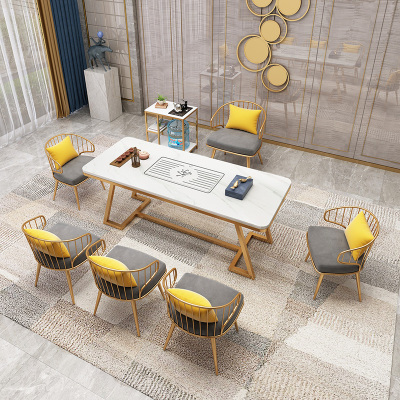新中式茶桌椅组合现代简约岩板小茶台办公室接待茶桌茶具套装一体