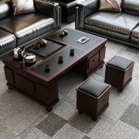 功夫茶几带烧水壶火烧石茶桌椅茶具套装一体现代家用办公室泡茶台