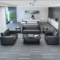 办公真皮沙发简约现代小户型三人位接待商务办公室茶几组合套装