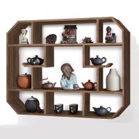 博古架多宝阁实木中式现代简约挂墙茶架壁挂式置物架阁展示架
