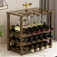 创意酒柜酒架摆件家用收纳葡萄酒红酒架子小型实木竹酒吧台置物架