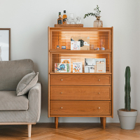 北欧实木斗柜客厅储物柜五斗柜书柜现代展示柜创意杂志柜沙发边柜