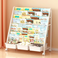 儿童书架绘本架玩具收纳架铁艺简易家用落地小型书柜宝宝置物架