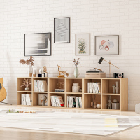 仿实木矮书柜儿童置物架落地格子柜自由组合电视柜日式客厅储物柜