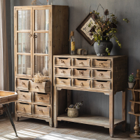 美式复古玄关桌实木入户玄关柜民宿客厅装饰长桌子靠墙边桌八斗柜