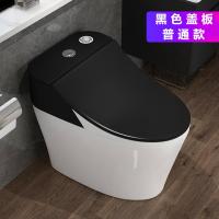 普通马桶家用虹吸抽水陶瓷一体智能恒温加热黑色座圈坐便器 白色主体黑色盖板 190mm