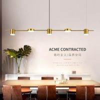 北欧餐厅长条吊灯三头吧台灯吊灯极简黑金色工业风餐桌灯创意个性