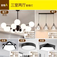 全屋灯具套餐组合北欧卧室灯客厅吊灯现代简约餐厅创意灯组合套装|暖光 套餐5三室一厅4款黑
