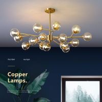 后现代吊灯全铜轻奢简约北欧灯具客厅餐厅卧室网红灯饰魔豆分子灯