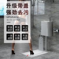 带盖板翻盖式家用陶瓷蹲便器冲水箱整套装大便盆蹲厕防臭蹲坑便池