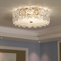 全铜轻奢圆形客厅灯简约水晶卧室灯现代led吸顶灯创意书房餐厅灯