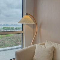 1960s 中古落地灯 vintage ins风北欧经典丹麦曲木床头客厅百褶灯