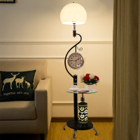 落地灯客厅卧室简约现代沙发置物茶几灯创意美式北欧钟表立式台灯