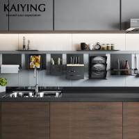 厨房置物架壁挂免打孔太空铝收纳挂架挂件调味料刀架锅盖架