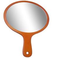 纹绣美容院专用化妆镜手柄镜子半永久大号复古木质便捷梳妆镜|咖啡色加大号21X31.5cm