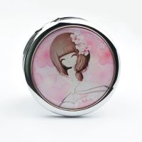 便携可爱化妆镜迷你折叠随身镜美容镜圆形双面镜小镜子|70梅花公主