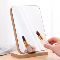 网红镜子木质台式梳妆镜 家用全面屏梳妆镜美容镜|折叠木镜小号