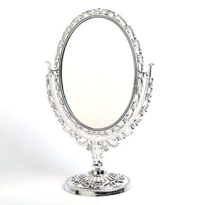 玛丽艳化妆镜美妆工具镜子椭圆欧式花边美容沙龙美容镜康婷化妆镜|银色