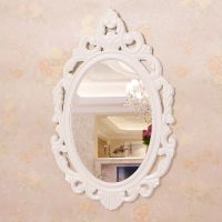 欧式壁挂梳妆台镜子化妆镜台式挂墙简约梳妆美容院镜|白色单镜