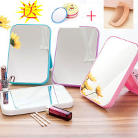 大号台式折叠化妆梳妆镜便携可爱随身镜子高清美容单面化妆公主镜|[1个大号镜子+木梳] 21*14*1.7cm