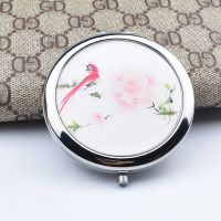 金属化妆镜随身美容小镜子可爱折叠创意迷你山水画双面圆镜小礼品|红喜鹊