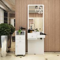 美发店镜子理发店镜台单面发廊镜子带柜子美容美发镜台|单抽全白款单镜台