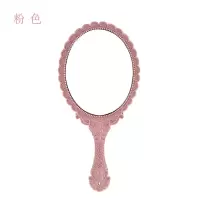 复古宫廷风化妆镜手柄镜子大号塑料便捷小号梳妆镜美容院专用|粉色