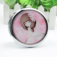 便携可爱化妆镜迷你折叠随身镜美容镜圆形双面镜卡通小镜子|70梅花公主镜子