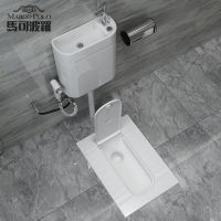 马可波罗带盖板蹲便器整套装蹲坑式大便池隐藏式翻盖蹲厕防臭便盆