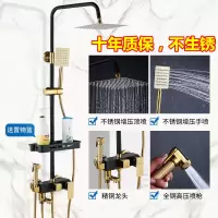 不生锈黑金淋浴花洒套装全铜淋雨冷热龙头开关卫浴器浴室沐浴喷头