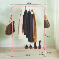 u形晾衣杆日式简约衣帽架户外晾衣架晒被子大型衣架出租房用单杆|06双衣帽架款小号粉色