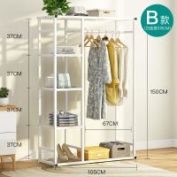 室内简易晾衣架落地折叠单杆式移动衣帽架卧室挂衣服架子晒晾衣杆|B款1米-白