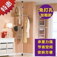 顶天立地挂衣架子落地伸缩衣帽架单杆室内阳台不锈钢简易晾晒衣架|白干单立杆4白翅膀