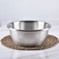 加厚不锈钢盆沥水盆密孔篮洗菜淘米漏盆家用洗菜水果篮米筛刨丝盆|加厚加深密孔漏盆22cm